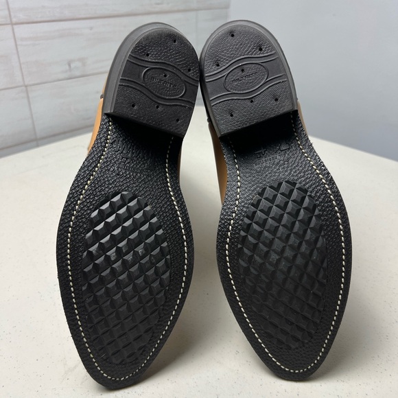 JUSTIN MULE HIDE TAN LEATHER ROUND TOE COWBOY WORK BOOTS #1122 MEN'S 7.5B - Picture 9 of 10